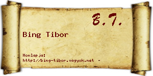 Bing Tibor névjegykártya